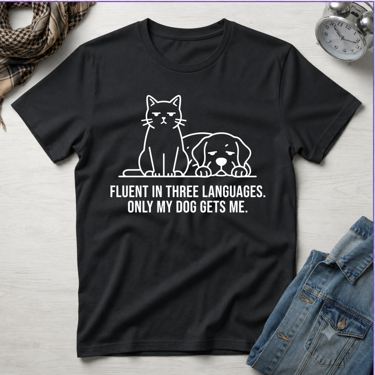 Fluent in 3 Languages, My Dog Gets Me T-Shirt