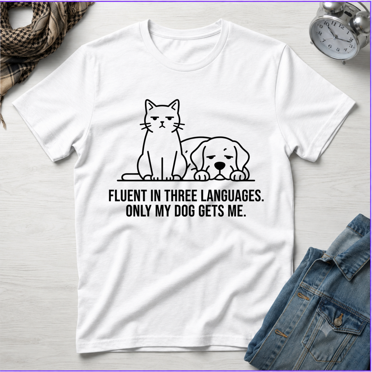 Fluent in 3 Languages, My Dog Gets Me T-Shirt